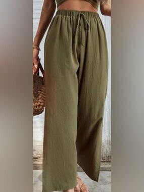 Altar'd State Olive Palazzo Pull-On Pants